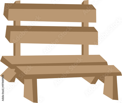 Simple Wooden Bench Illustration