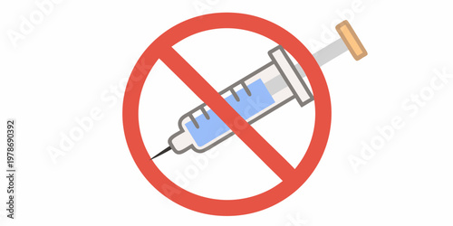 No injections allowed a syringe is crossed out with a red circle