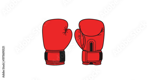Pair of red boxing gloves isolated on white background, perfect for sports, fitness, and competition concepts in graphic design.