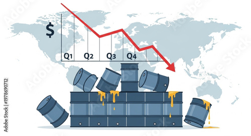 Oil price crash global economic downturn concept.