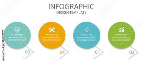 Business infographics template. timeline with 4 steps, options. Can be used for process diagram, presentations, workflow layout, banner, flow chart, info graph. 