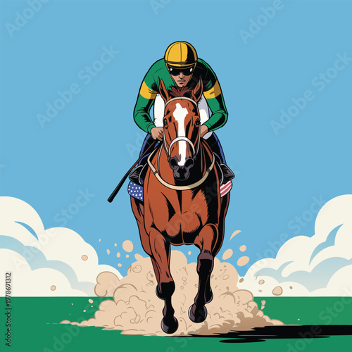 Preakness Stakes Horse Racing Jockey Speed Race Art Poster