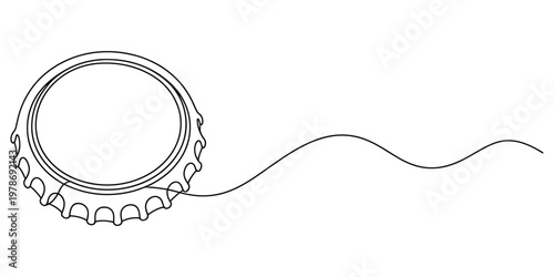 Minimalist One Line Drawing of a Bottle Cap