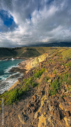 La Caleta volcanic coastline with ocean cliffs and natural landscape in Tenerife, Canary Islands