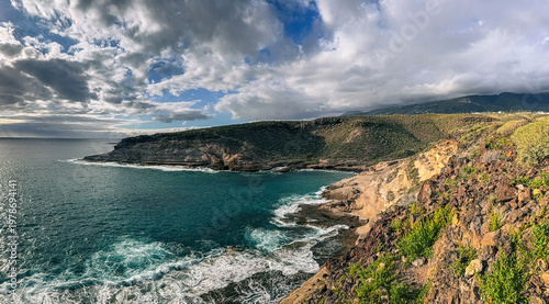 La Caleta volcanic coastline with ocean cliffs and natural landscape in Tenerife, Canary Islands