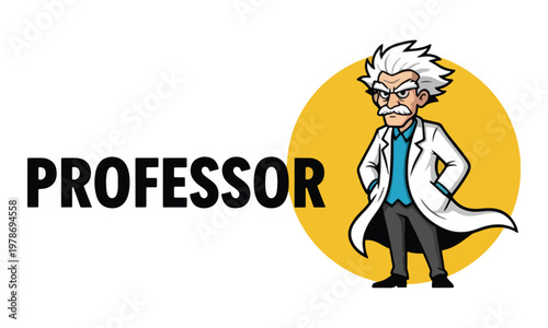 Professor Mascot Character with Scientist in Lab Coat