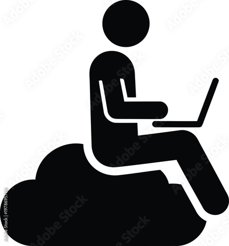 Title person working on laptop while relaxing on a beanbag chair description a simple black and