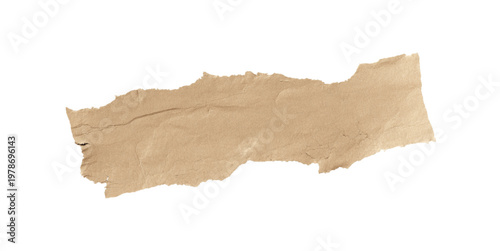 Torn kraft paper strip isolated for collage banner and rustic label design