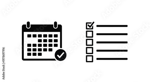 Calendar and checklist icon representing scheduling and task completion