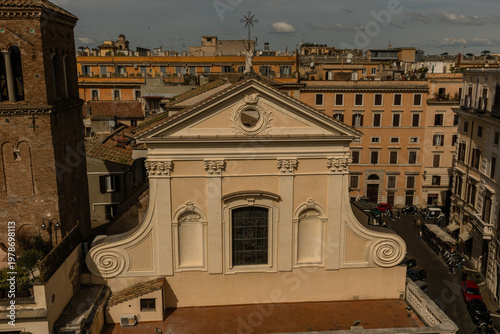 Scenic aerial Rome rooftops vista, Italy