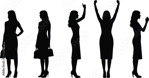 Silhouette set of diverse family members and pets, including parents, children, dogs, and cats for domestic life and togetherness themes.