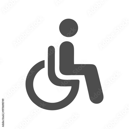 Minimalist disability icon in Japandi style, clean geometric accessibility symbol, ideal for inclusive signage, public facilities, and universal wayfinding systems.