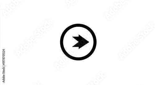 A black circular button with a right-pointing arrow, on a white background