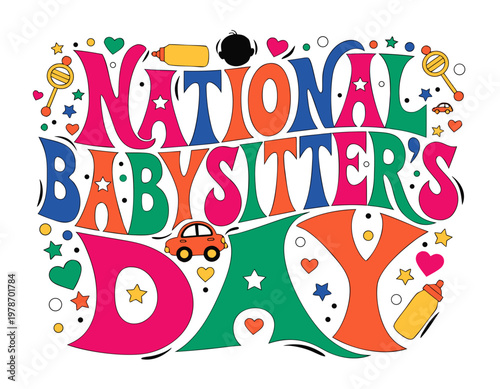 NATIONAL BABYSITTER’S DAY vector illustration isolated on white background
