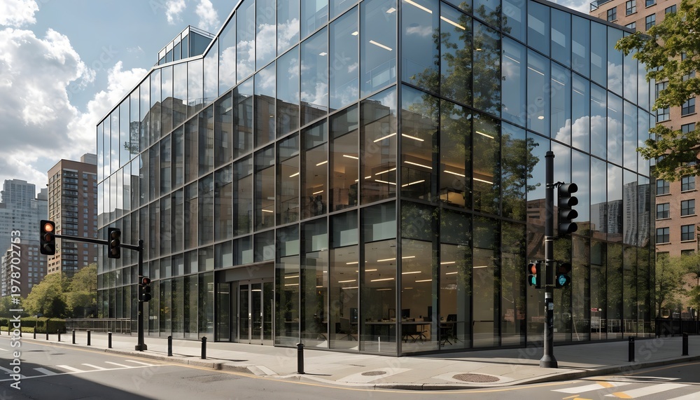 Fototapeta premium Modern Glass Office Building High Resolution Photo