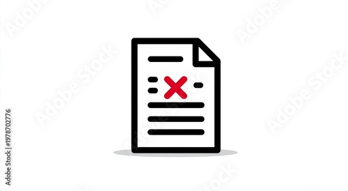Document with a red 'X' symbol indicating error, rejection, or invalidity
