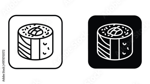 Two sushi rolls with different background colors