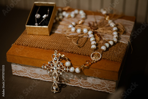 pearl necklace and earrings