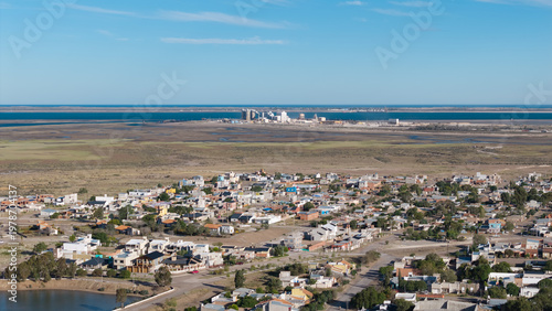 Obraz na płótnie Aerial view of San Antonio Oeste port during low tide, Patagonia, Argentina