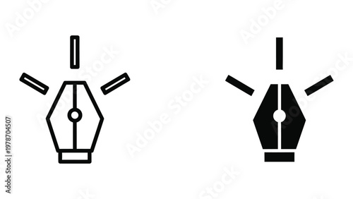 Two black and white icons of a lamp or light fixture