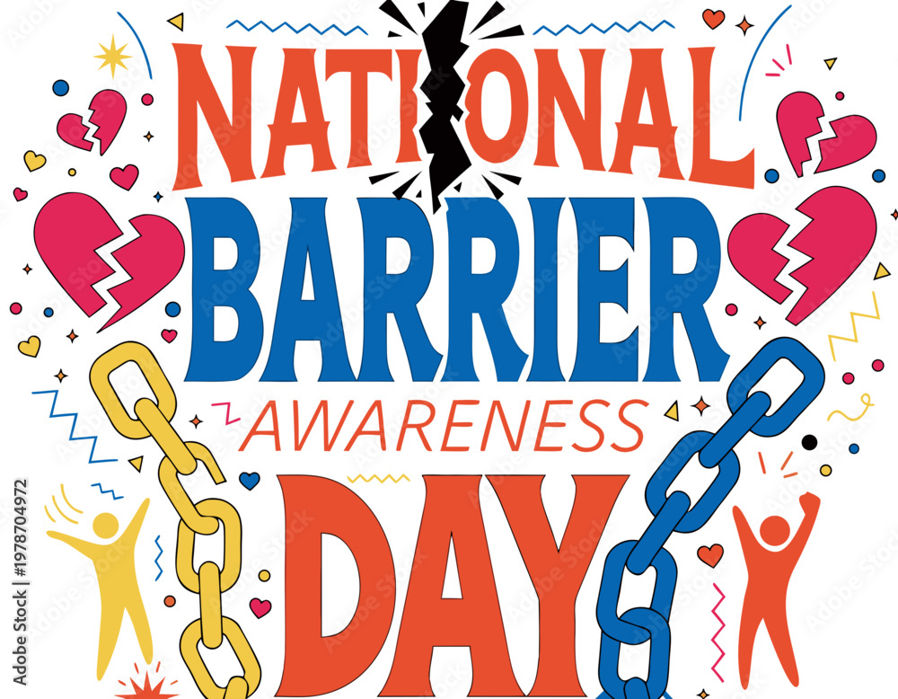 Obraz premium NATIONAL BARRIER AWARENESS DAY vector illustration isolated on white background