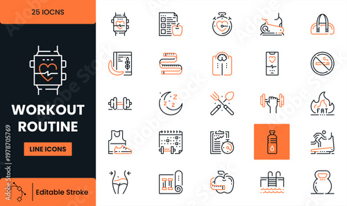 Workout and Gym Outline Icon Collection