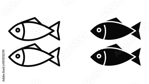 Four simple fish in two colors