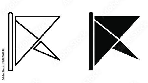 Canvas Print Penrose triangle depiction showing impossible object and its filled version