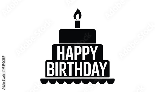 Happy birthday cake silhouette vector icon illustration for celebration party greeting card design