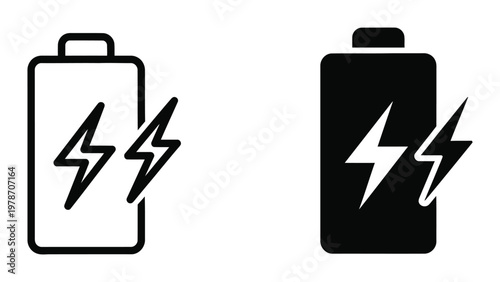Battery icons with lightning bolts