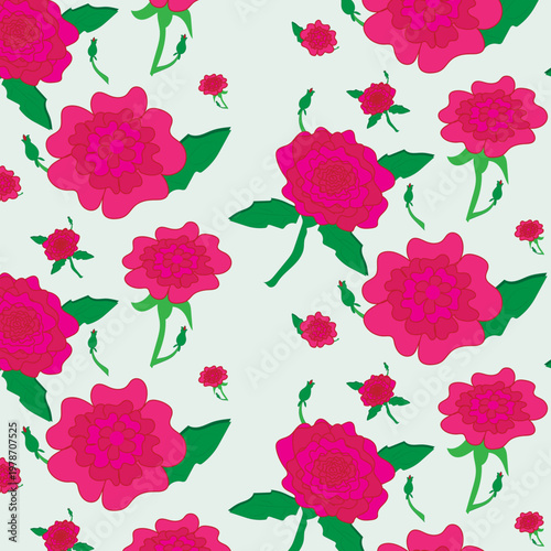A seamless flower pattern with pink rose .