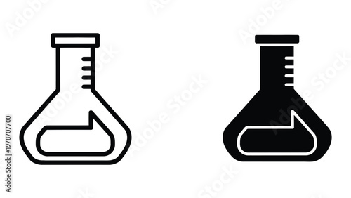 Comparison of empty and filled laboratory volumetric flasks with measurement markings