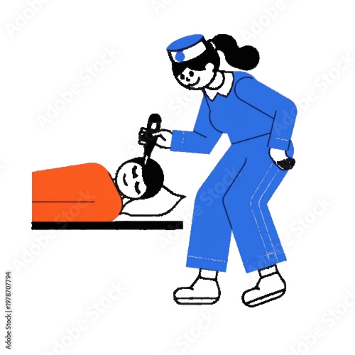 Thermometer check icon, nurse measuring temperature, clean design