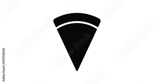 A simple black and white illustration of a single pizza slice