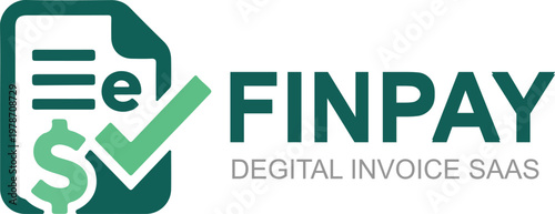 Finpay digital invoice saas logo design with green checkmark icon