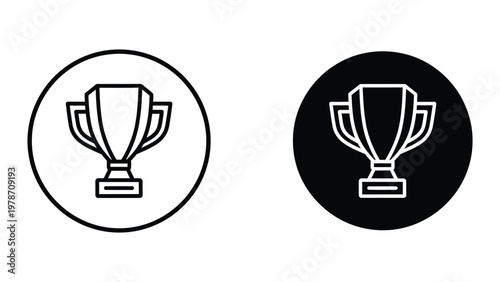Contrast between light and dark background trophy icons within circular frames