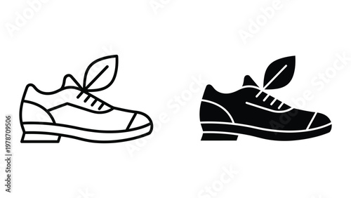 Contrast between eco-friendly and traditional sneakers with leaf motifs