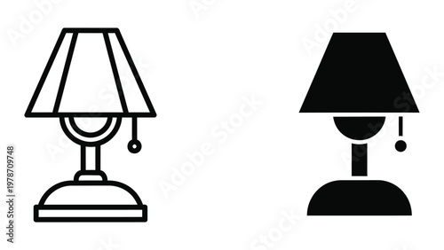 Two different table lamps with shades on white background