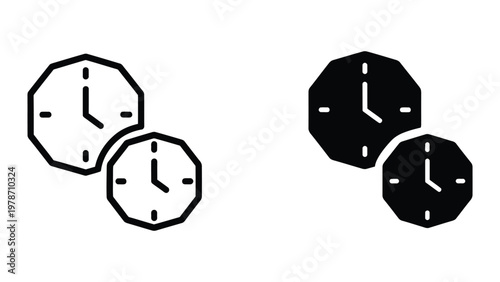 A set of clocks with different colors