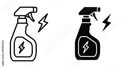 Black and white illustration of cleaning spray bottles