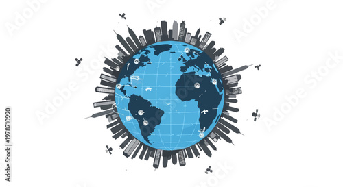 Global Communication Network World Illustration