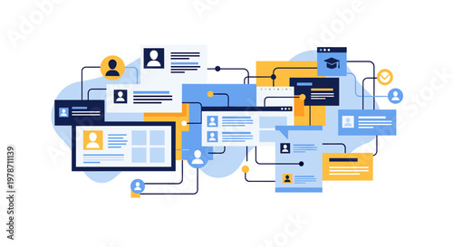 Modern and clean abstract graphic design with blue and navy shapes. Ideal for website backgrounds, social media marketing, or adding a touch of profes