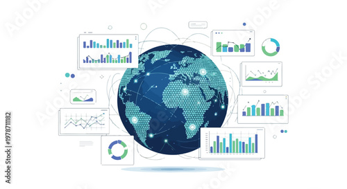 Global Data Network and Financial Analytics Visualization with Earth