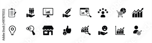 Market Analysis and Business Intelligence, Marketing and Customer Insight Icon Set