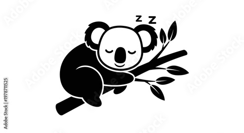 A sleeping koala on a branch.