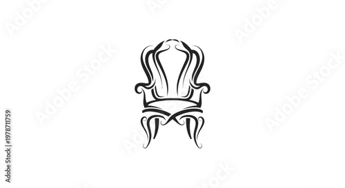 Elegant armchair with curved lines.