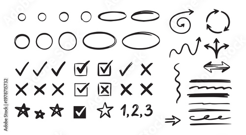 Hand-drawn Sketch Annotation Elements Set