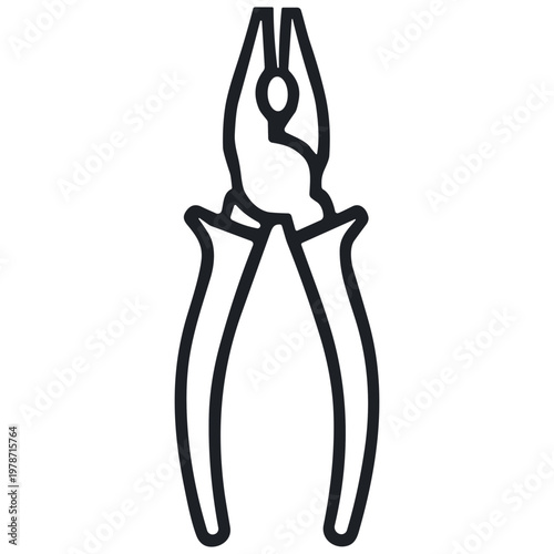 A detailed illustration of pliers, showcasing its handles and gripping mechanism.