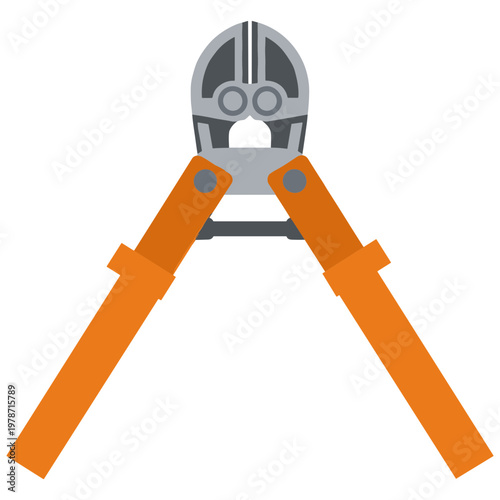 A close-up view of industrial wire cutters with orange grips.