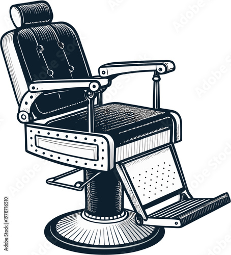 Professional Barber Chair Illustration for Hair Salon Interior